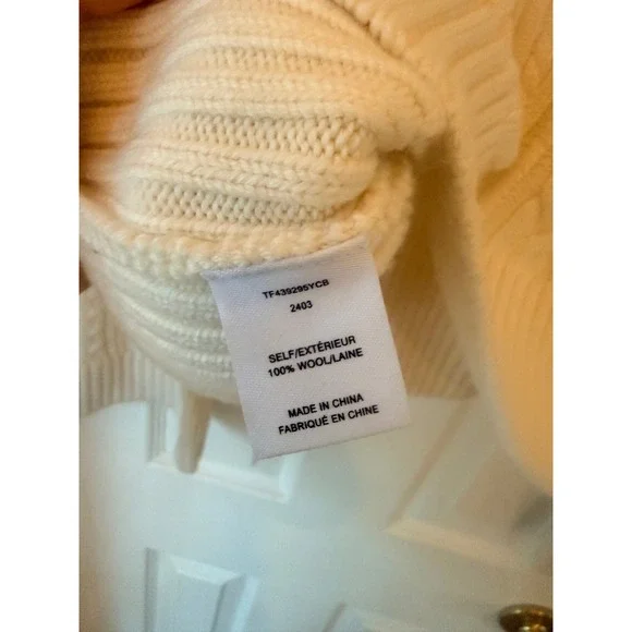 Derek Lam 10 Crosby Thomas Cable Knit Wool Sweater Blanc De Blanc TF439295YCB XS
